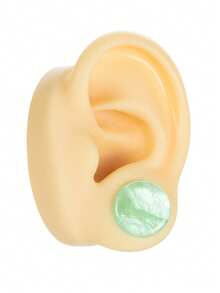 1 Pair Fashionable Bohemian Retro Rock Style Green Fluorite Ear Gauges, Unisex Piercing Jewelry Suitable For Daily Wear And Gatherings, Great Gift - Ear Gauge - View 7