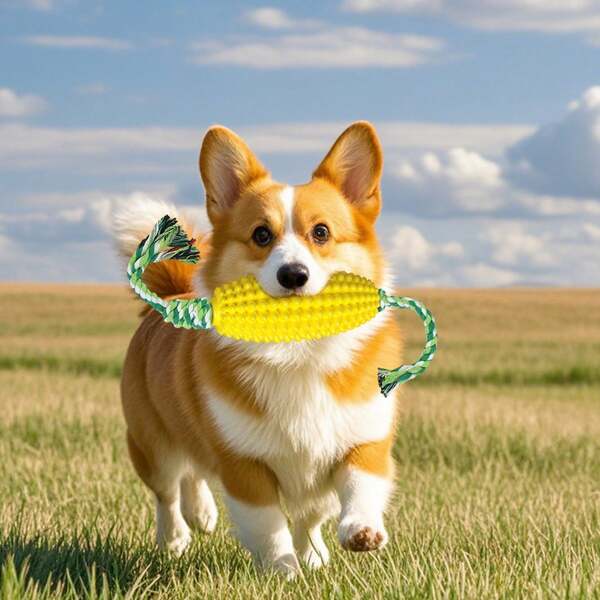 Dog Teething Toy Cute Corn-Shaped Interactive Dog Toys Durable Puppy Rope Toys Pet Chew Toys