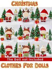 1 pieza Ropa navideña para Labubu, para vestir muñecas, para crear exhibiciones festivas de vacaciones, atuendo de invierno en miniatura, un accesorio para coleccionistas de muñecas, para el estilismo y la fotografía de muñecas DIY, Navidad