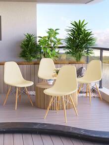 1/4/6pcs Solid Color Milk Silk Stretch Eames Chair Cover, For Home Bedroom Living Room Dining Room Eames Chair, Dust And Dirt Proof - Beige - View 8