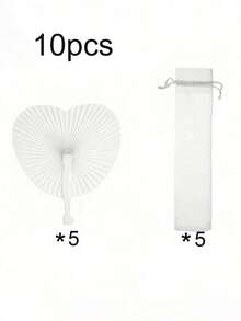 1/10/30/50/80/100pcs White Heart/Round Paper Folding Fans, 100pcs = 50pcs Fans + 50pcs Fan Bags, Wedding Ceremony Supplies, Elegant White Paper Folding Fans, Heart-Shaped Origami Design, Handheld Folding Fans, Suitable For Wedding Guest Decoration, Bride Photography And Party Favors, Reception And Ceremony Supplies, Wedding Supplies | Elegant Hand Fan | DIY Paper Art Fan, Heart-Shaped Decorative Fan, Summer Paper Fan, Best Birthday Gift - White - View 10