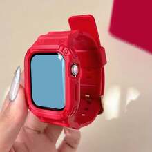 1 pièce Bracelet de couleur rouge audacieuse avec étui de protection compatible avec Apple Watch Série 11 10/9/8/7/SE (42 mm 41 mm 46 mm 44 mm 45 mm) - Étui de protection sport pour hommes et femmes pour la fitness, la gym, la course - Cadeau parfait pour Halloween, Noël, accessoires de tenue active, boucle de réglage facile - Rouge - Voir 5