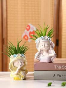 1 pièce Tube de rangement créatif pour pinceaux de maquillage de petite fée. Support de rangement pour pinceau à fard à paupières, crayon à sourcils sur la coiffeuse. Ornement décoratif de bureau de luxe pour petite fille. Rangement de bureau de style girly, cadeau idéal pour fille. Décorations d'hiver, de maison, de mariage.