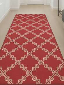 Geometric Runner 2.00m X 60cm Raschel Print For Hallway, Kitchen And Bedroom - 紅色 - 查看 1