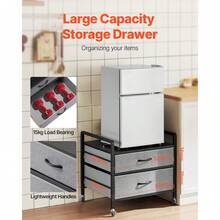 Mini Refrigerator With Storage Base, 176 Lbs, Gray Mini Fridge Table, 2 Drawers - Grey - View 3