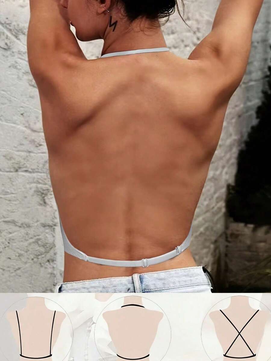 Women'S Sexy Elegant Backless Push-Up Bra - U-Shaped, X-Back With Removable Adjustable Straps, Seamless Nylon Lingerie, High Support, Hand Washable, Backless Dress Accessory|Detachable Strap Bra|Nylon Fabric - 白色 - 查看 1