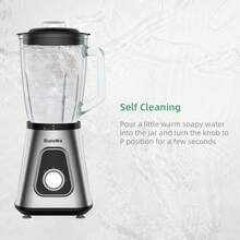 BioloMix 1300W Blender with 1.5L Glass Jar, 600ml Plastic Bottle, Two Speeds & Pulse Function - Tipo de Enchufe A USA (110-127V) - Ver 4