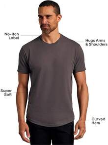 Mens T-Shirts – Curved Hem Tee Mens, Hipster Shirts For Men, Long Tail T Shirts For Man, Drop Cut Lounge/Sleephalloween - Carbon - View 7