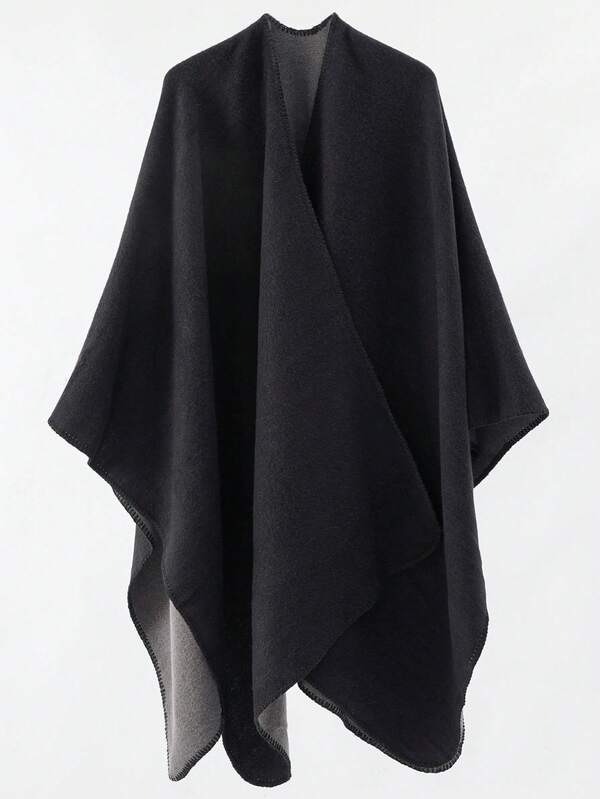 1pc Women's Solid Color Reversible Fashion Warm Shawl, Suitable For Autumn/Winter Outings,Beach,Holiday
