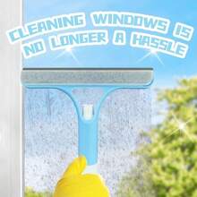 1pcs Shower Squeegee For Glass Door, 2025 Upgrade Multi-Purpose Squeegee For Shower Glass, 3 In 1 Spray Function, Scrape And Microfiber Window Scrubber, All-Purpose Window Cleaner Tool (Blue) - Xanh và trắng - Xem 1