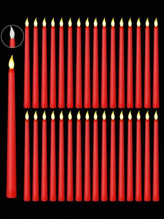 6 st flamlösa LED-ljus, konljus, 3D-vekeflimrande, realistiska lågljusstakar, batteridrivna värmeljus med spets, lämpliga för födelsedag, bröllop, julfest, juldekorationer, alla hjärtans dag-dekorationer, matbordsfönsterdekorationer för hemfester, Thanksgiving-eldstadsdekorationer för ljus, fest- och gör-det-själv-pyssel, flamlösa fönsterljus, klassiska höga konljus, lämpliga för hemmafester, bröllopsdekorationer för hemmet (röd)