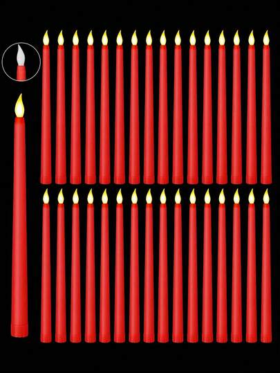 6pcs-Flameless LED Candles Taper Candles Lights, 3D Wick Flickering, Candlestick With Lifelike Flame, Battery Operated Pointed Tea Lights Candles For Birthday, Wedding, Christmas Party, Christmas Decoration Light, Valentine's Day Decoration, Table Window Home Party Decor,Thanksgiving Fireplace Decorations Candlesticks Lights, Party And Craft Ideas, Flameless Window Candles ,Classic Tall Taper Candles For Home Party,Home Wedding Decor (Red)