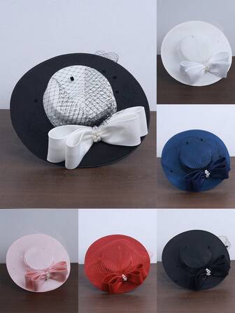 Elegante sombrero de fascinador con lazo para mujer, sombrero de iglesia estilo británico, tocado vintage para fiesta, adecuado para boda, té, sesión de fotos y decoración