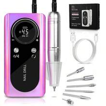 45000rpm Electric Nail Drill Machine, Professional Manicure Set With Electric Nail File, Milling Cutter, Sanding Machine, Nail Files And Gel Polish Buffer - Purple - View 10