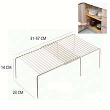 Estante de almacenamiento de cocina de hierro forjado extensible, estante de almacenamiento para fregadero de gabinete, estante para condimentos de varios niveles para encimera, estante para escurrir platos, organizador de escritorio multifuncional. - Estante retráctil blanco - Ver 5