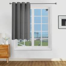 Set 1/2 buah Tirai Tekstur Linen Imitasi, Cocok untuk Ruang Tamu dan Kamar Tidur, Tirai Semi-Transparan Anyaman Goni Rustic dengan Lubang Atas, Penyaring Cahaya, Abu-abu Gelap - Dark Grey - View 11