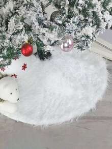 1pc Soft Faux Wool Long Plush Pure White Christmas Tree Skirt, Soft Texture Holiday Decor Christmas Tree Skirt, Festive Atmosphere Tree Skirt, Suitable For Scene Decor, Room Decor, Home Decor, Holiday Party Decor, Christmas Decoration Christmas Decorations Winter Christmas Decorations Home Christmas Gifts Christmas Decor - White - View 10