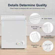 7.0 Cu Ft Deep Freezer With Removable Storage Basket, Black Top Open Door Freezer With 7 Level Adjustable Temperature,7.6-6.8°F - US B Type Plug(110-127V) - View 11