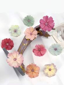 10 Stück künstliche Blumen Haarclips DIY Material (Clips nicht enthalten), geeignet für Mädchen, kann man mehrfarbige Blumen Haarclips selbst basteln, süß & elegant Pferdeschwanz Clips, geeignet für Strand, Geburtstag, Hochzeit, Kinder & Baby Haarzubehör (Zufallsfarbe)