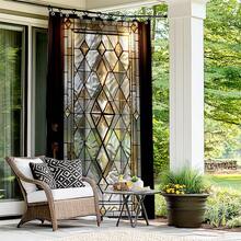 1件装3D户外窗帘，简约半透明玻璃门图案，可快速拆卸机洗，适用于露台、凉亭、庭院、花园、浴室，四季皆宜，带挂钩，1件/2件装遮阳帘，马桶盖罩，浴室配件，浴室装饰，适合作为毕业礼物、单身派对礼物、伴娘礼物、父亲节礼物、万圣节装饰 - 彩色 - 查看 5