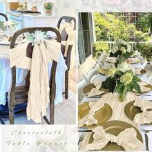 6/12 Pack Ivory Cheesecloth Table Runner 17 X 108 Inch Gauze Table Runner Fabric Semi Sheer Cheese Cloth Table Decoration Bulk For Rustic Romantic Wedding Shower Table Decoration - 象牙色 - 查看 3