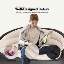 Inflatable Sofa, Air Flocking Couch Loveseat For Outdoor Camping, Black&Beige(No Pump Included) - Màu be - Xem 9