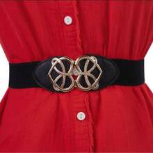 1 pieza Cinturón ancho elástico personalizado de estilo básico simple negro para mujer, adecuado para Halloween, carnaval, fiesta o combinación de atuendo diario