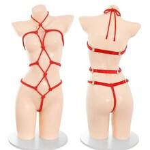 Sexy Bondage And Restraint Open String Clothing Set No Need To Take Off Hot See-Through Temptation Sexy Underwear Set - Đen [Gói] Có thể điều chỉnh - Xem 4