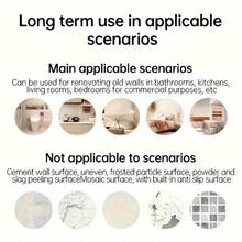 50pcs/100pcs 3D Wall Tile Sticker, Wood Grain Self-Adhesive Anti-Collision Sticker, Waterproof Moisture-Proof Ceiling Sticker, Easy To Clean And Free Cutting, For Kitchen Living Room Bathroom Corridor - White - View 3
