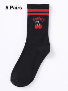 1/3/5/10 pares de calcetines deportivos de media caña con diseño de cerezas para mujer, hombre y unisex, parejas, regalos de primavera, verano y vacaciones