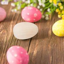OUKANING 1.57 * 2.36in 50pcs Holzeier, DIY Handwerk Eier, dauerhafte Osterdekoration Eier - Beige - Übersicht 4