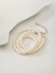 Clariva 简约时尚百搭高品质玻璃珍珠项链，颈链，适合女孩的圣诞礼物 - 白色6mm - 查看 4