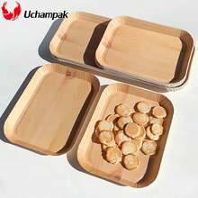 10/20pcs Disposable Rectangle Plates Compostable Wood Grain Paper Tray Bread Dish Dinner Paper Plate Disposable Table Accessorie - Short Plates - View 1