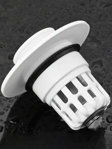 1个弹出式浴室水槽排水塞 - 多功能压力过滤器，耐用塑料材质，浴室水槽防堵塞，必备排水配件，水槽排水过滤器，家用毛发收集器，餐厅和厨房食物残渣过滤器，浴室配件和工具，现代浴室优雅设计，浴室水槽配件 - 彩色 - 查看 5