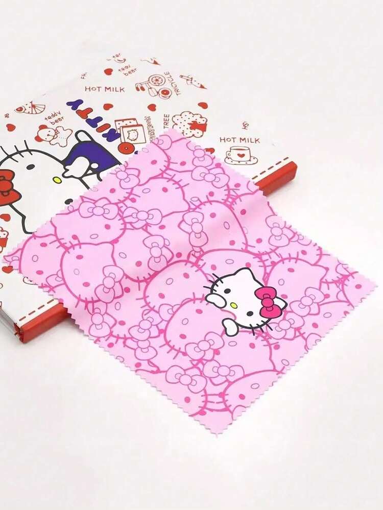 1pc Sanrio Hello Kitty Pink Eyeglass Case - Cute Cat Print, Faux Leather, Durable & Portable Eyewear Storage Box, Includes Cleaning Cloth, Suitable For Eyeglasses, Holiday, Birthday, Christmas Gifts - Multicolor - View 9