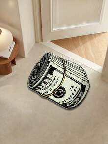 1 pieza Alfombra con diseño único en forma de billete de dólar, diseño creativo de dólar enrollado, alfombra de poliéster lavable a máquina y duradera, adecuada para decoración del hogar, sala de estar, dormitorio, baño, felpudo, alfombra de cocina