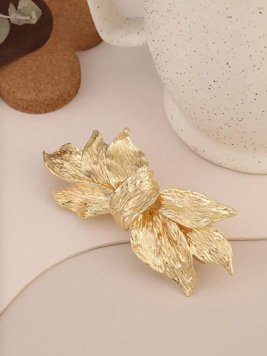 1pc Oversized Metal Leaf Spring Clip, Simple & Versatile Bowknot Hair Claw Clip For Women, Claw Clips, Hair Claws, Hair Slide, Hair Barrettes, Cute Accessories