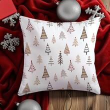 1 pieza Funda de cojín de árbol de Navidad minimalista, tela de terciopelo melocotón suave de una sola cara, 45*45/50*50/40*40CM Funda de cojín para sofá de tela moderna, decoración de interiores, decoración de fiesta, regalo - Multicolor - Ver 8