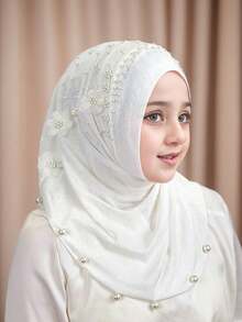 1 件装马来串珠围巾头巾帽，弹性纯色头巾头带，适合女孩 - 側面花片頭巾 - 查看 28