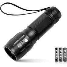 Linternas de Alta Luminosidad, Linterna Pequeña, Impermeable, Luz de Enfoque Ajustable para Exteriores, Emergencias, Pilas AAA Incluidas, Accesorios Tácticos y de Camping - Negro - Ver 10