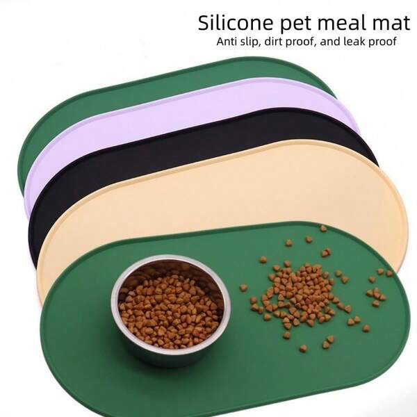 Silicone Pet Food Mat, Non-Slip Waterproof Easy To Clean Cat Bowl Mat, Dog Feeding Pad, Anti-Spill Mat