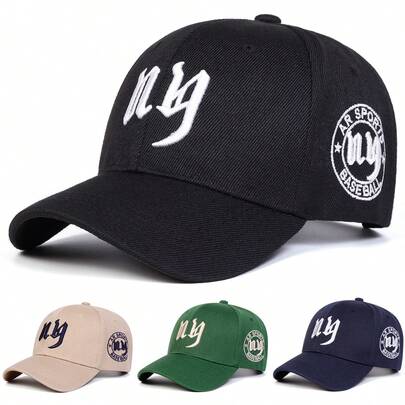  1 件男士 NY 字母棒球帽，AR 运动时尚帽，可调节户外防晒休闲帽，适合春季、秋季外出、旅行、海滩、派对