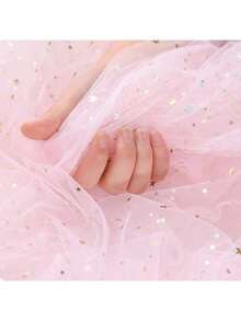 Sternenhimmel & Mond Mesh Hintergrund, Ins Girly Zimmer Deko, Nail Art Fotografie Requisiten, Influencer Ornamente - Sternennacht Nail Art Hintergrund, geruchslos Mehrzweck Dekomaterial mit Mond & Stern Muster, für Fotografie Requisiten und Schmuckpräsentation