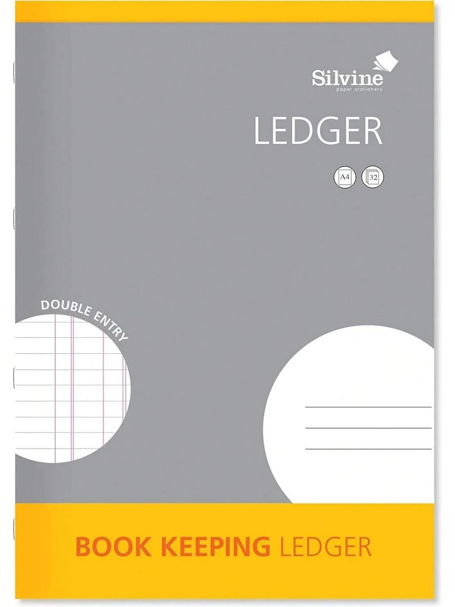 Silvine A4 Book Keeping Ledger, 32 Pages Printed 'Double Entry' - Ref SJA4L - Ledger - View 1