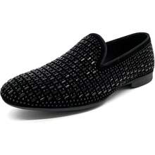 Men's Pointed Toe Rivet Dress Shoes Glitter Modern Metallic Slip On Loafers Plus Size-20256688 - Purple - View 7