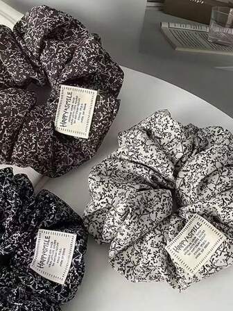 1pc/3pcs Floral Hair Scrunchies - 3 Color Options (Black, Brown, White) | Soft Non-Snagging Hair Ties, Versatile Accessory, Beauty Essential ,Scrunchy