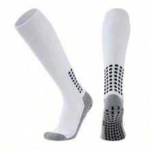 1 Pair Athletic Socks For Men & Women - Performance Grip Socks With Arch Support For Football, Basketball, Skateboarding, Rugby & Exercise, White With Orange Accents, Arch Support Socks | Geometric Pattern Socks | Knit Fabric Socks, Sports Sock - Tất đầu gối - Xem 7