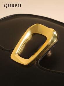 Classic Black Faux Leather Crossbody Bag, New Design Wide Strap Crossbody Saddle Bag