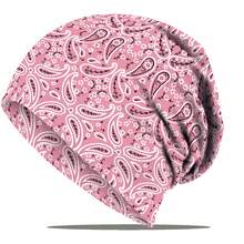1/8顶 亮丽佩斯利印花宽松针织帽，男女通用，时尚弹力无檐帽，柔软针织帽，癌症主题帽，柔软弹力涤纶针织帽，可机洗，适合教师节、毕业典礼、父亲节等场合，休闲头饰，无檐帽 - 彩色 - 查看 18