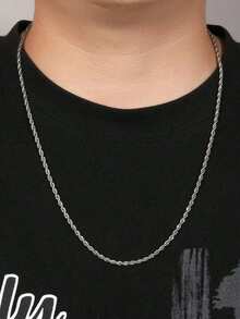 3mm Stainless Steel Twist Chain Necklace For Men And Women, Silver Chain, 18/20/22/24 Inches, Suitable For Party, Daily Wear, Holiday Gift